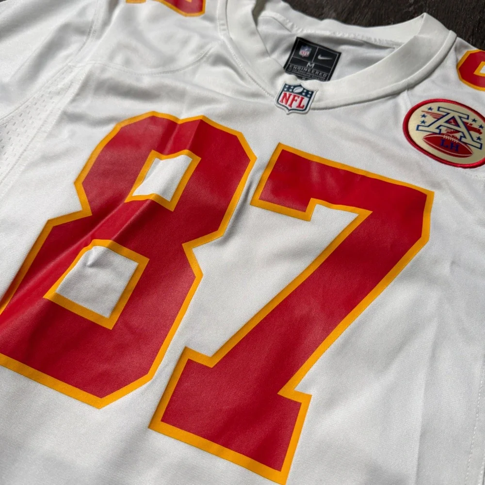 Nike Travis Kelce Kansas City Chiefs Jersey Mens Medium White NFL Game 87 AFL